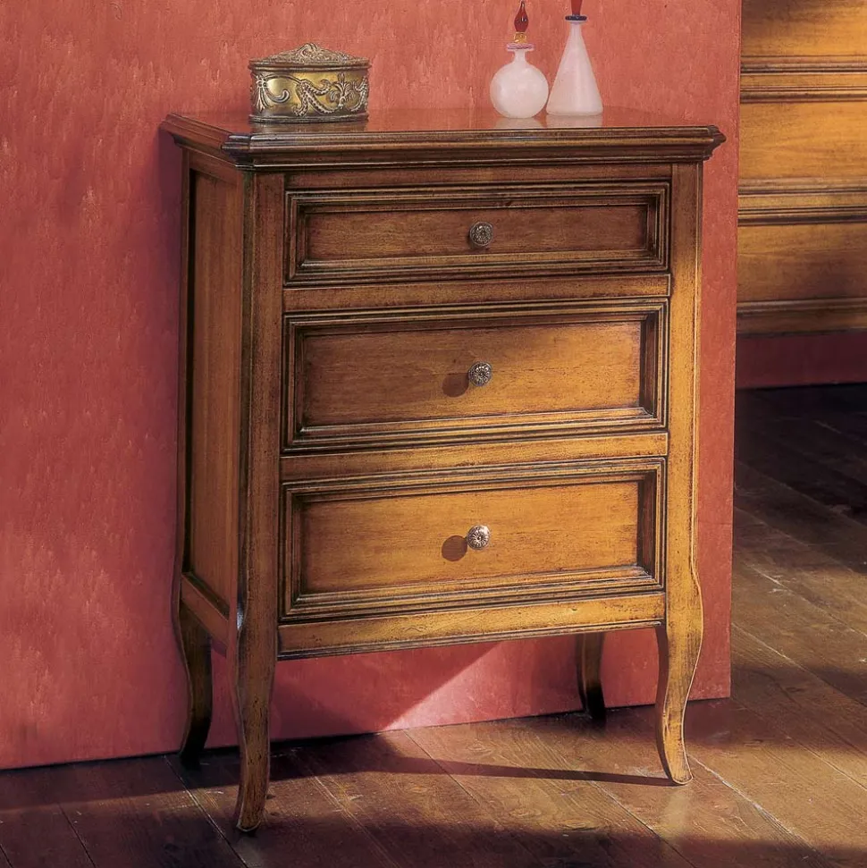 Comodino con 3 Cassetti in Legno Bassano Francia Realizzato in Italia - Hawwat
