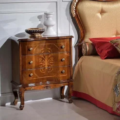 Comodino con 3 Cassetti in Legno di Noce Bassano Made in Italy - Luxury
