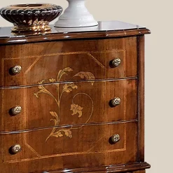 Comodino con 3 Cassetti in Legno di Noce Bassano Made in Italy - Luxury