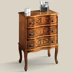 Comodino con Cassetti in Legno di Noce o Bianco Made in Italy - Elegant