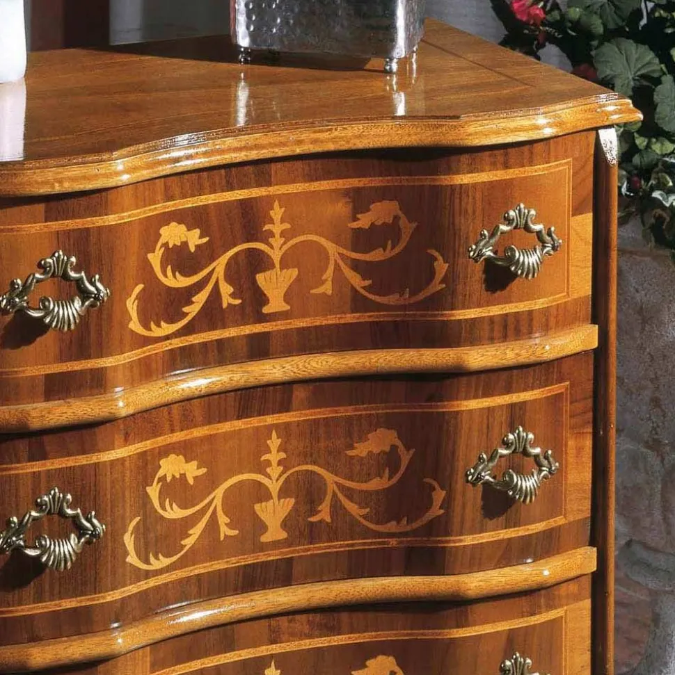 Comodino con Cassetti in Legno di Noce o Bianco Made in Italy - Elegant