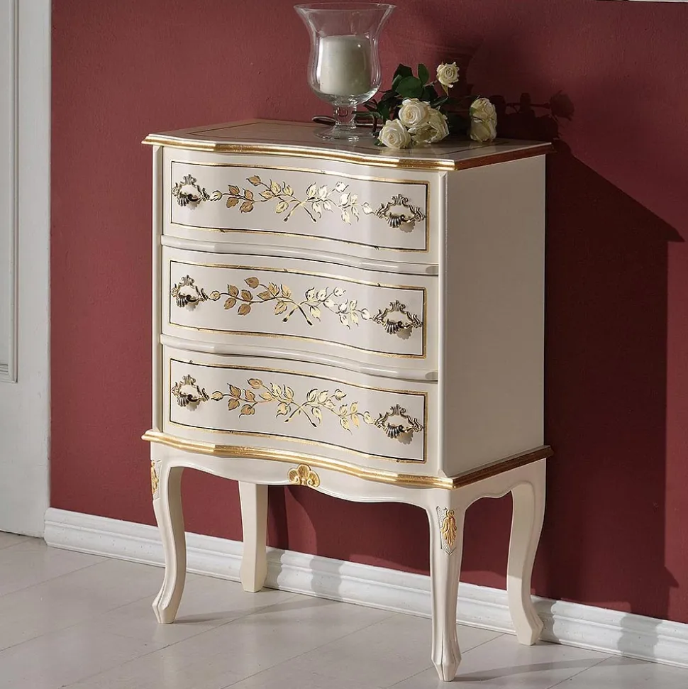 Comodino con Cassetti in Legno di Noce o Bianco Made in Italy - Elegant
