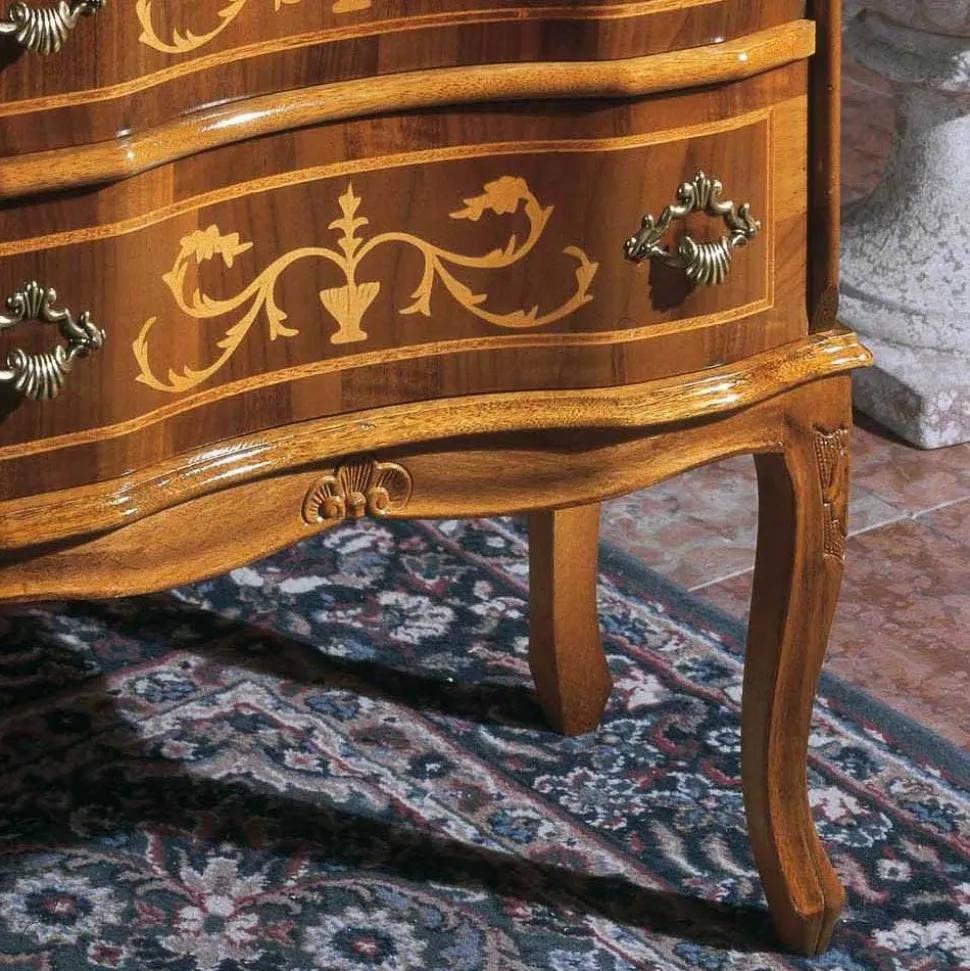 Comodino con Cassetti in Legno di Noce o Bianco Made in Italy - Elegant