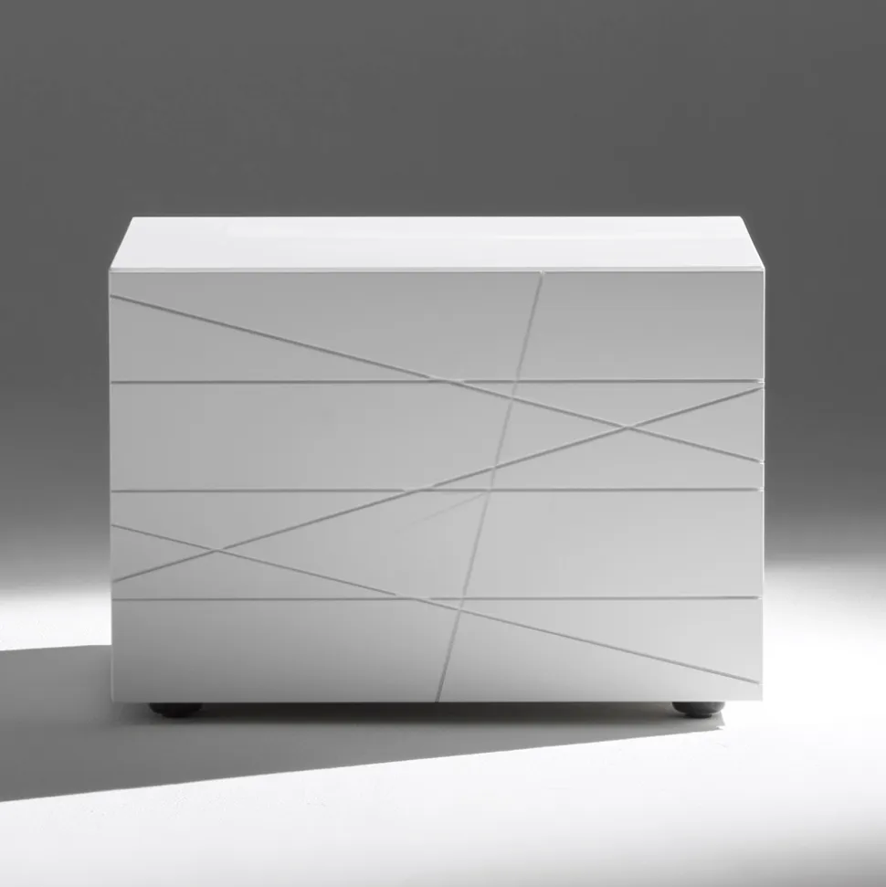 Comodino con 1 Cassetto in Agglomerato Ligneo Verniciato - Leone