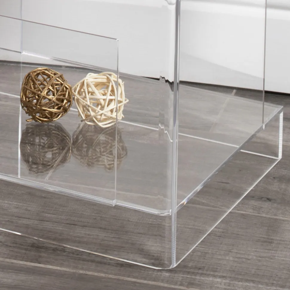 Comodino Design Cristallo Acrilico Trasparente Moderno con Ripiano - Icaria