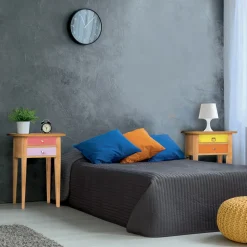 Comodino in Legno con 2 Cassetti Colorati Made in Italy - Varuna