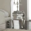 Comodino in Legno Massello Finitura Foglia Argento Made in Italy - Bruges