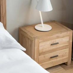 Comodino in Teak Massello con 2 Cassetti - Vovinam