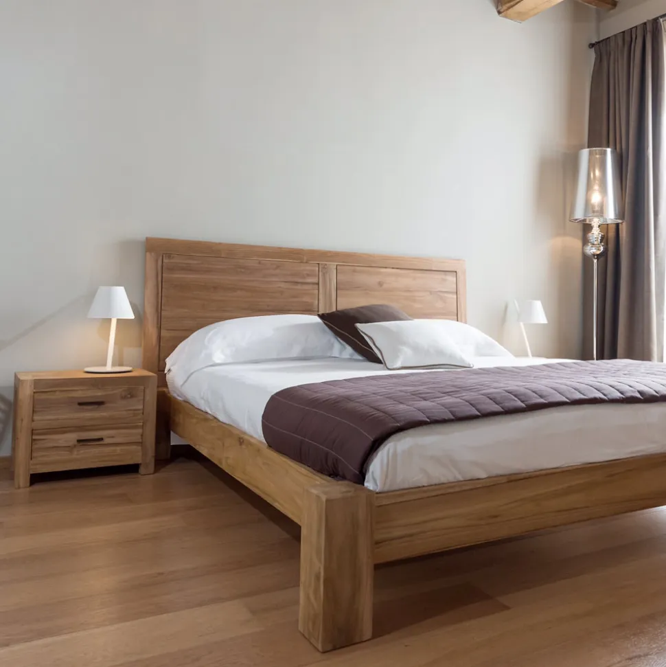 Comodino in Teak Massello con 2 Cassetti - Vovinam