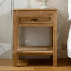 Comodino in Teak Massello con 1 Cassetto - Penca