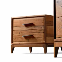 Comodino moderno 2 cassetti in rovere antico, l.60xp.42 cm, Margo