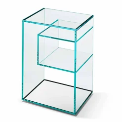 Comodino Tavolino in Vetro Extrachiaro 2 Dimensioni Made in Italy - Linzy