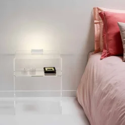 Comodino trasparente con luce LED illuminabile al tocco Adelia