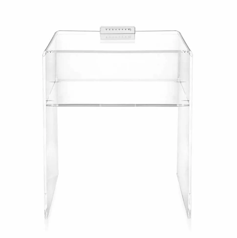 Comodino trasparente con luce LED illuminabile al tocco Adelia