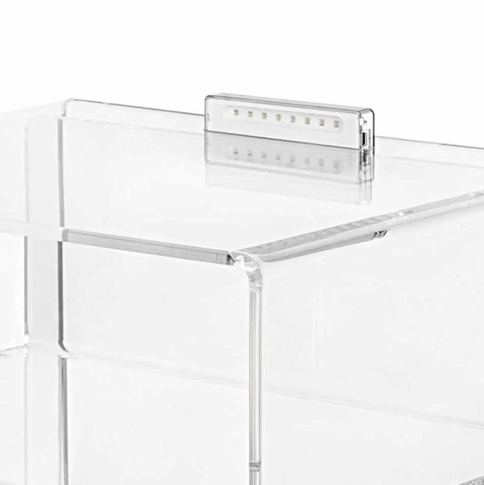 Comodino trasparente con luce LED illuminabile al tocco Adelia