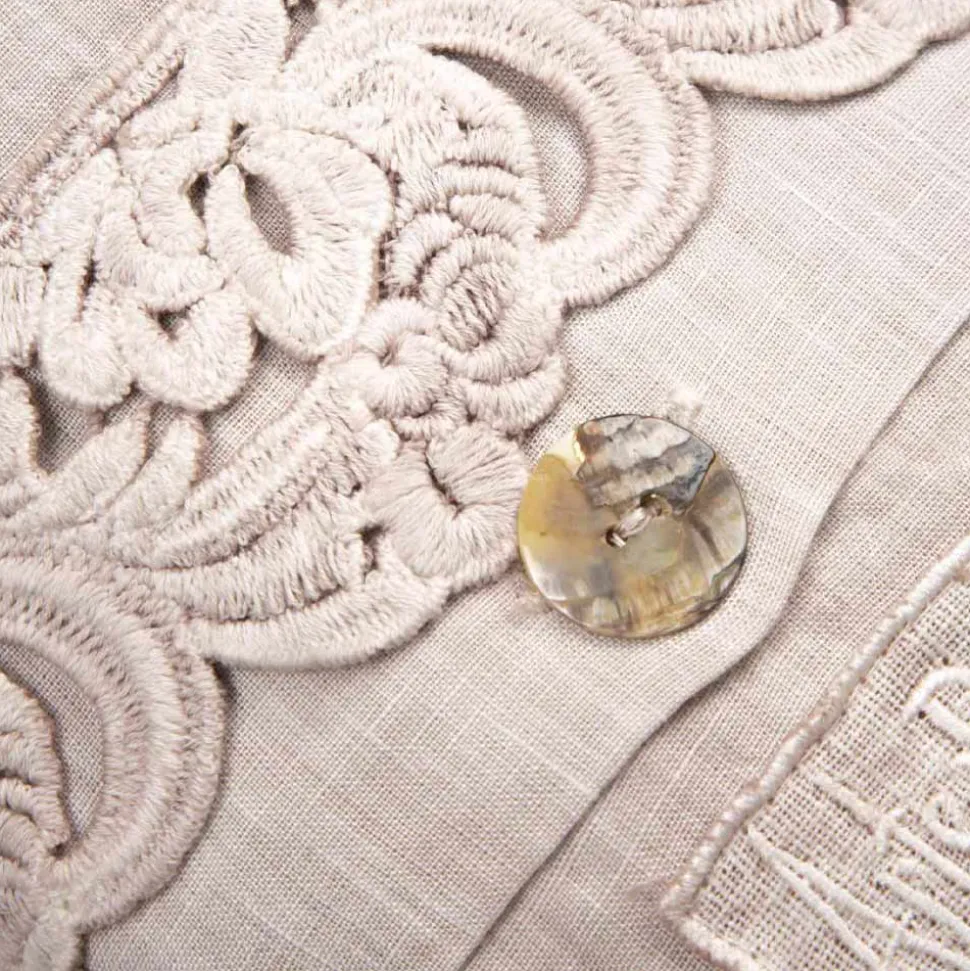Completo Lenzuola Matrimoniale in Lino Leggero e Pizzo Armonia 2 Colori - Dettox