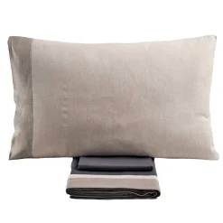 Completo Letto Matrimoniale in 90% Cotone e 10% Lino Made in Italy - Nestle