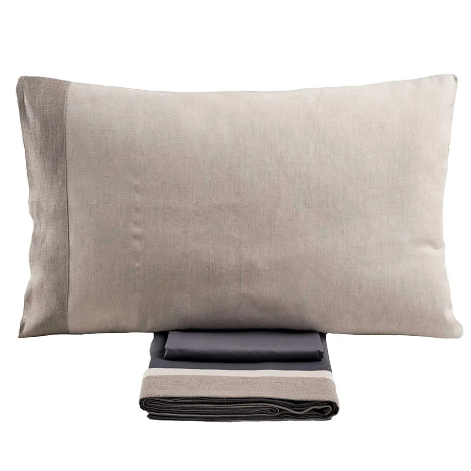 Completo Letto Matrimoniale in 90% Cotone e 10% Lino Made in Italy - Nestle