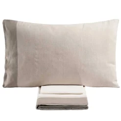 Completo Letto Matrimoniale in 90% Cotone e 10% Lino Made in Italy - Nestle
