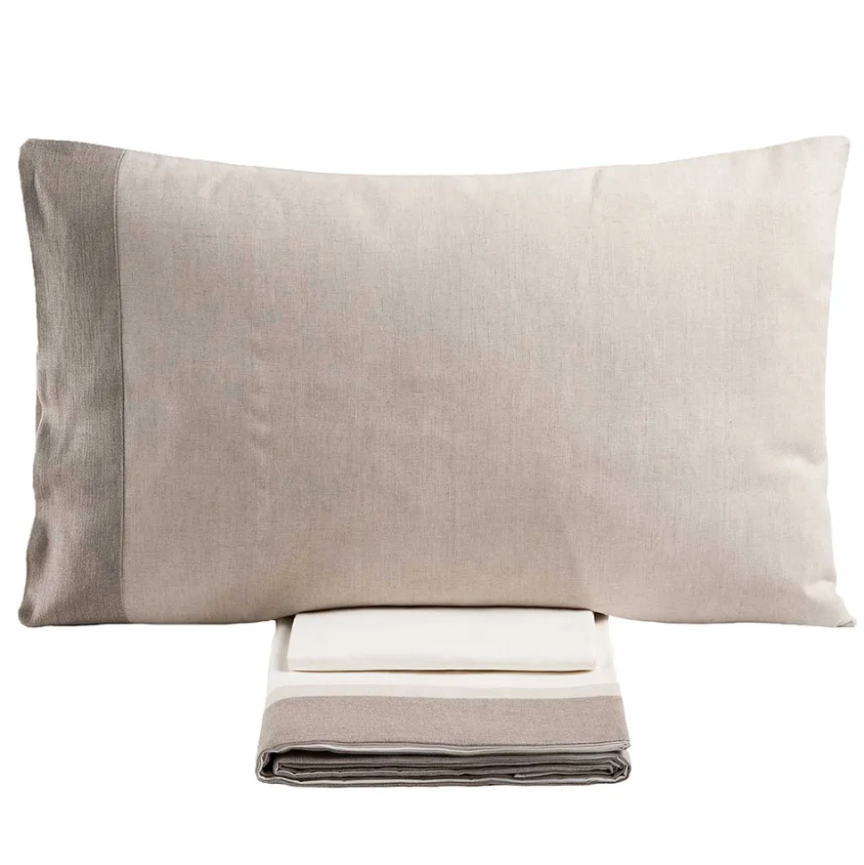 Completo Letto Matrimoniale in 90% Cotone e 10% Lino Made in Italy - Nestle