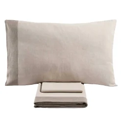 Completo Letto Matrimoniale in 90% Cotone e 10% Lino Made in Italy - Nestle