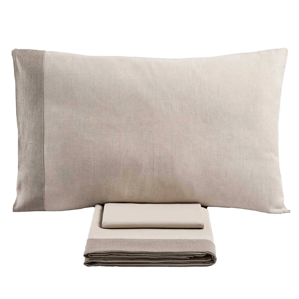 Completo Letto Matrimoniale in 90% Cotone e 10% Lino Made in Italy - Nestle
