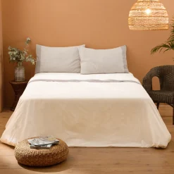 Completo Letto Matrimoniale in 90% Cotone e 10% Lino Made in Italy - Nestle