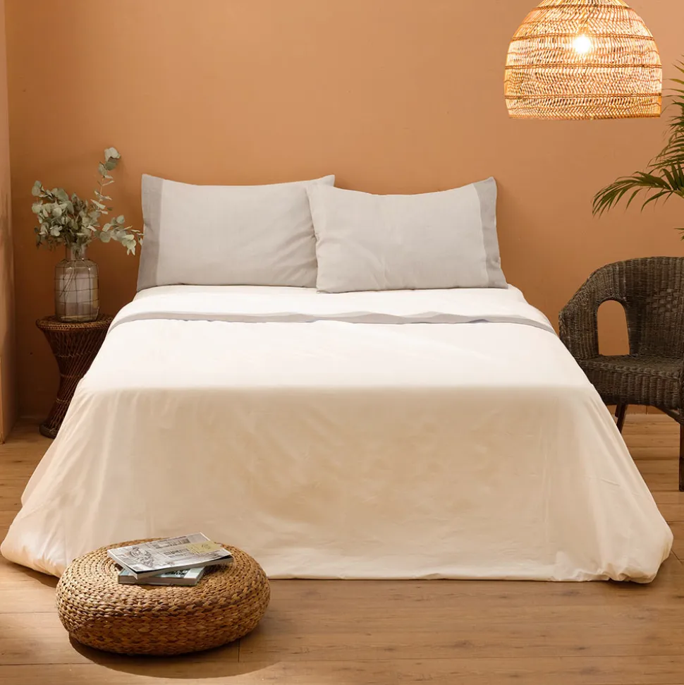 Completo Letto Matrimoniale in 90% Cotone e 10% Lino Made in Italy - Nestle