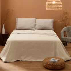 Completo Letto Matrimoniale in 90% Cotone e 10% Lino Made in Italy - Nestle