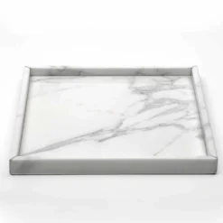 Composizione Accessori da Bagno in Marmo Bianco di Carrara Made in Italy - Tuono