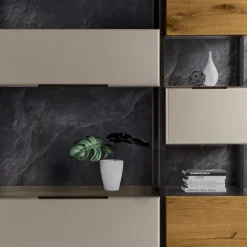 Composizione a Parete in MDF e Listellare Placcato Rovere Made in Italy - Marit