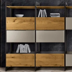 Composizione a Parete in MDF e Listellare Placcato Rovere Made in Italy - Marit