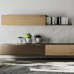 Composizione a Parete Moderna in Finitura Rovere Nodato Nordico e Ferro - Iselin