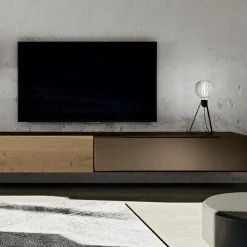 Composizione a Parete Moderna in Finitura Rovere Nodato Nordico e Ferro - Iselin