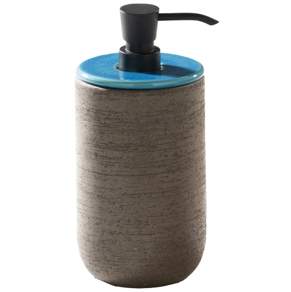 Composizione Arredo Bagno Incluso di Accessori con Dettagli Blu - Carolie