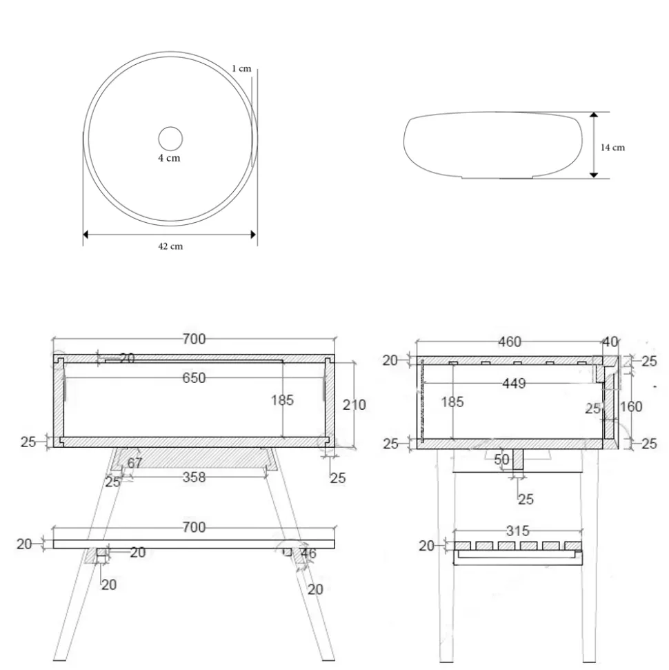 Composizione Arredo Bagno Incluso di Accessori con Dettagli Blu - Carolie