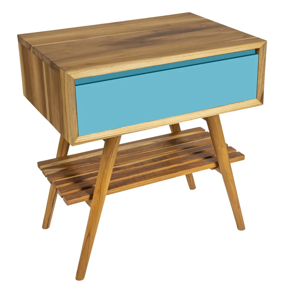 Composizione Arredo Bagno Incluso di Accessori con Dettagli Blu - Carolie