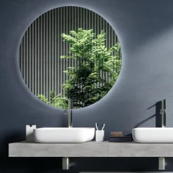 Composizione Bagno Color Cemento e Bianco Lucido con Lavabo, Specchio e Base - Palom