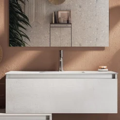 Composizione Bagno Completa di Lavabo, Base Antigraffio e Specchio Made in Italy - Dream