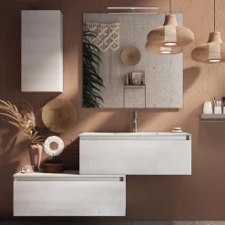 Composizione Bagno Completa di Lavabo, Base Antigraffio e Specchio Made in Italy - Dream