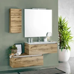 Composizione Bagno Completa di Lavabo, Base Antigraffio e Specchio Made in Italy - Dream