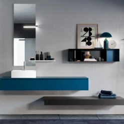Composizione Bagno Completa di Specchio, Lavabo in Ceramica Made in Italy - Palom