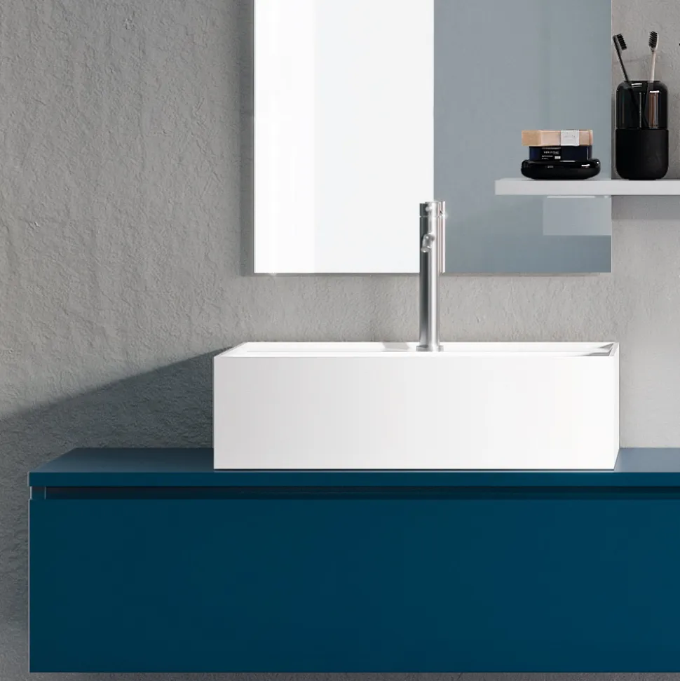 Composizione Bagno Completa di Specchio, Lavabo in Ceramica Made in Italy - Palom