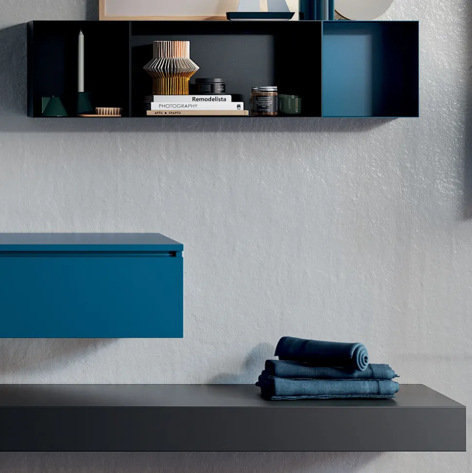 Composizione Bagno Completa di Specchio, Lavabo in Ceramica Made in Italy - Palom