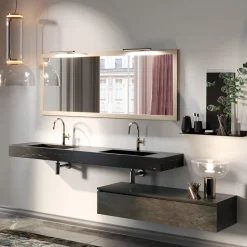 Composizione Bagno Completa di Specchio e Doppio Lavabo Made in Italy - Palom