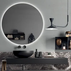 Composizione Bagno Completa di Specchio, Lavabo, Base e Top Made in Italy - Palom