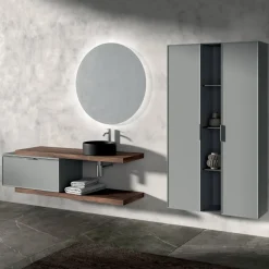 Composizione Bagno Comprensiva di 1 Base con 1 Cassetto, Lavabo e 2 Colonne - Orione