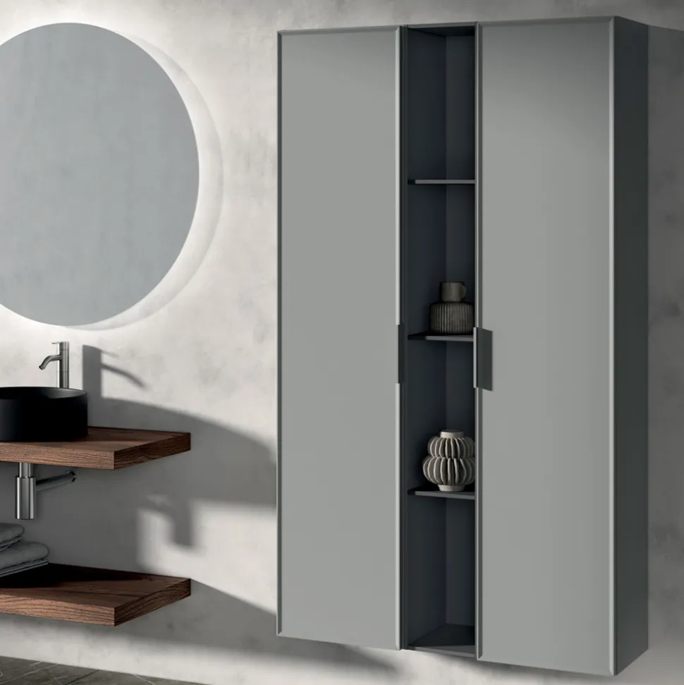 Composizione Bagno Comprensiva di 1 Base con 1 Cassetto, Lavabo e 2 Colonne - Orione