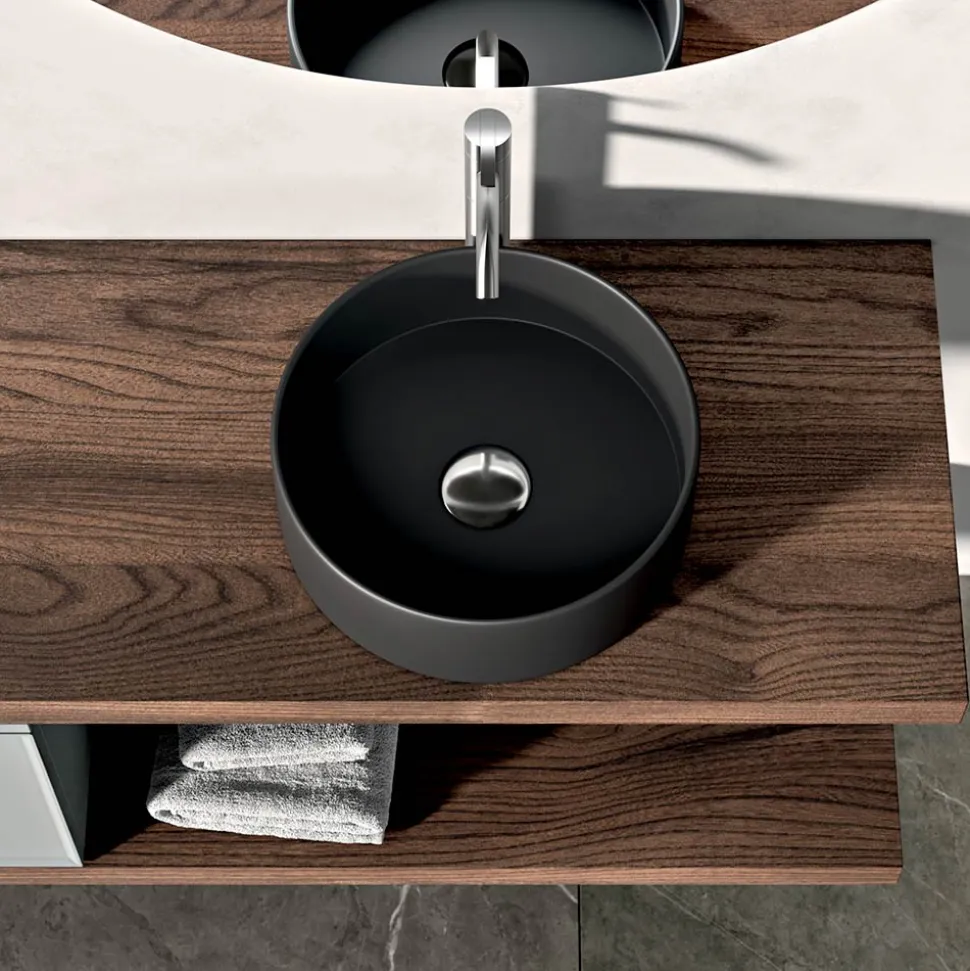 Composizione Bagno Comprensiva di 1 Base con 1 Cassetto, Lavabo e 2 Colonne - Orione