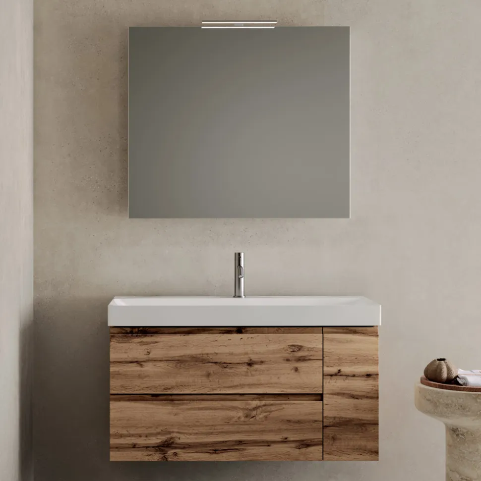 Composizione Bagno Comprensiva di Base con 2 Cassetti e 1 Anta Quercia - Titan